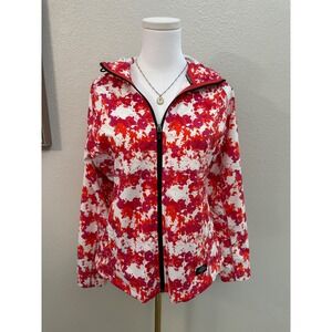 Dickies Performance System Red Pink Splatter Print Full Zip Hoodie Jacket S